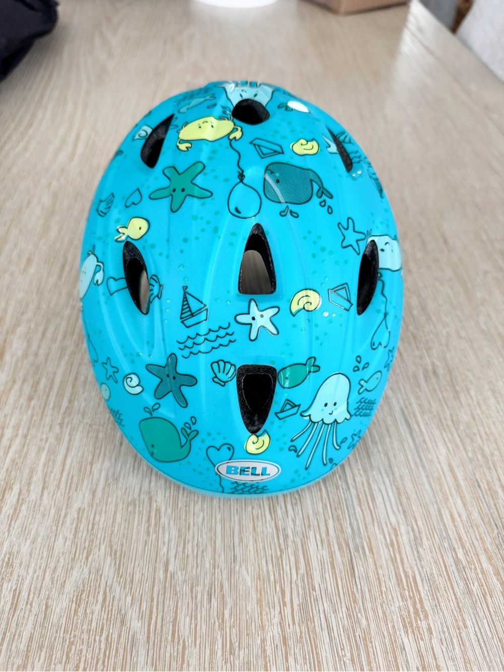 Bell Sports Sprout toddler bike helmet in blue with a marine-themed pattern